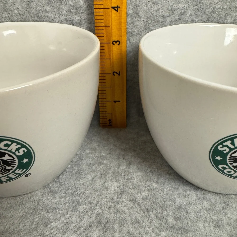 Large Starbucks 2007 White Ceramic Coffee Mugs Classic Green Siren Logo